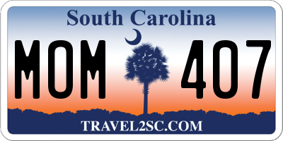 SC license plate MOM407