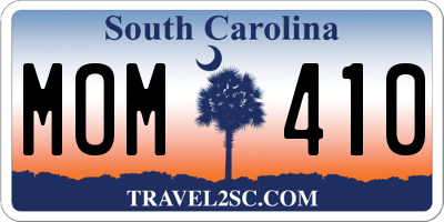 SC license plate MOM410