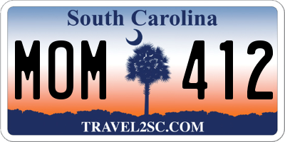 SC license plate MOM412