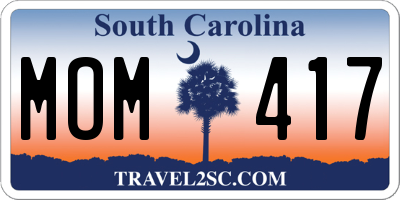 SC license plate MOM417