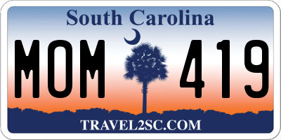 SC license plate MOM419
