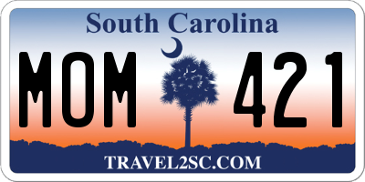 SC license plate MOM421