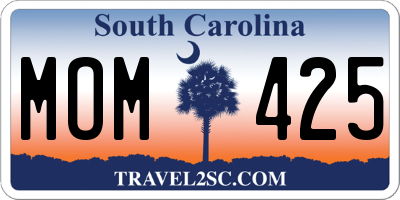SC license plate MOM425