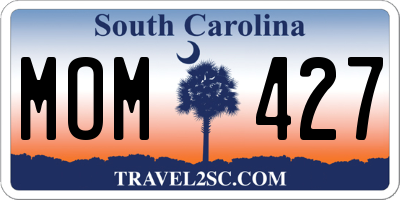 SC license plate MOM427