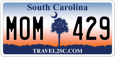 SC license plate MOM429
