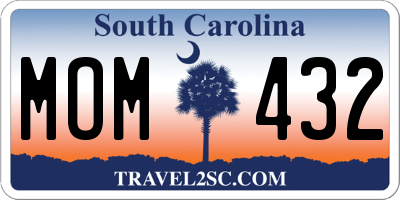 SC license plate MOM432