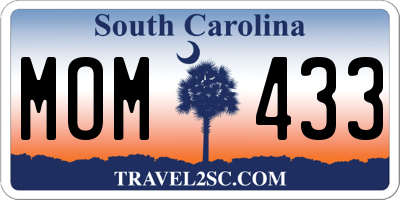 SC license plate MOM433