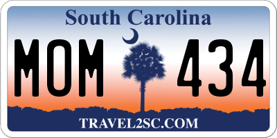 SC license plate MOM434