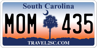 SC license plate MOM435