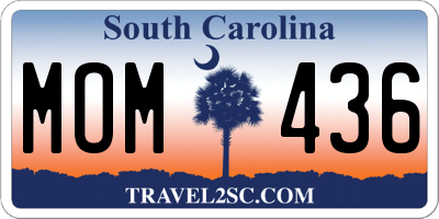 SC license plate MOM436