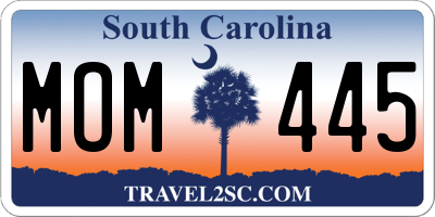 SC license plate MOM445