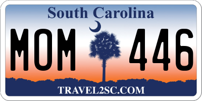 SC license plate MOM446