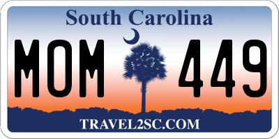 SC license plate MOM449
