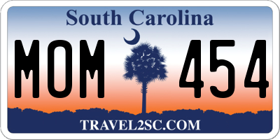 SC license plate MOM454