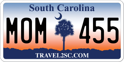 SC license plate MOM455