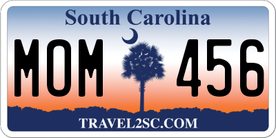 SC license plate MOM456