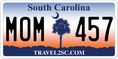 SC license plate MOM457