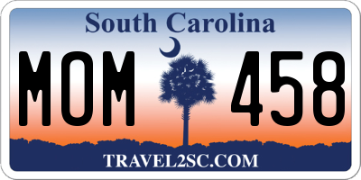 SC license plate MOM458