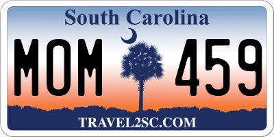 SC license plate MOM459