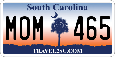 SC license plate MOM465