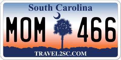 SC license plate MOM466
