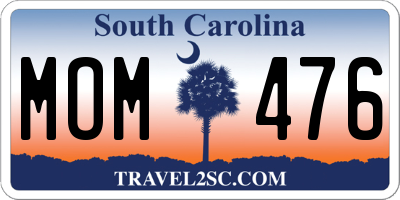 SC license plate MOM476