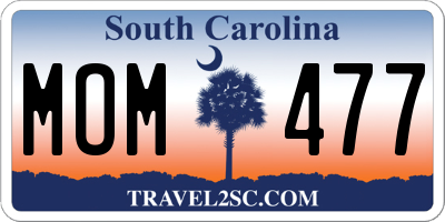 SC license plate MOM477