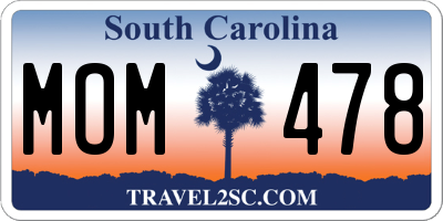 SC license plate MOM478