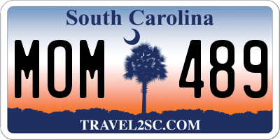 SC license plate MOM489