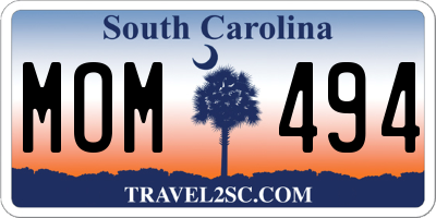 SC license plate MOM494