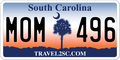 SC license plate MOM496