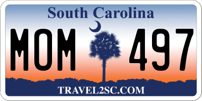 SC license plate MOM497