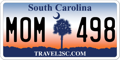 SC license plate MOM498