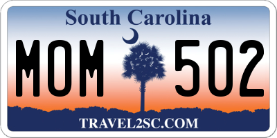 SC license plate MOM502