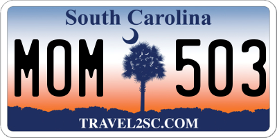 SC license plate MOM503