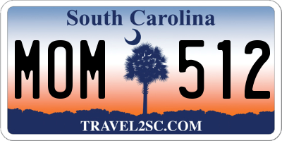 SC license plate MOM512