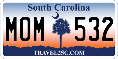 SC license plate MOM532
