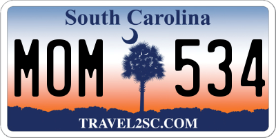 SC license plate MOM534