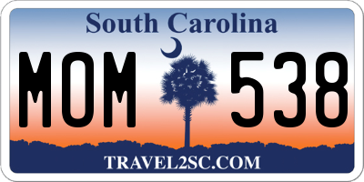 SC license plate MOM538