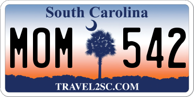 SC license plate MOM542