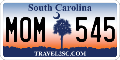 SC license plate MOM545