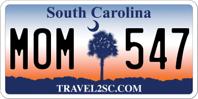 SC license plate MOM547