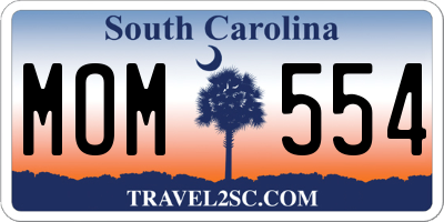 SC license plate MOM554