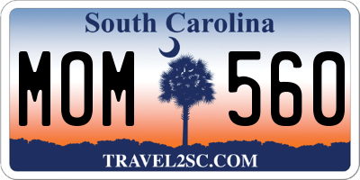 SC license plate MOM560