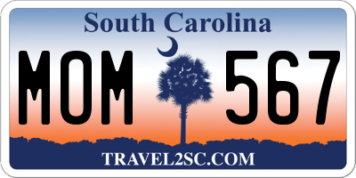 SC license plate MOM567