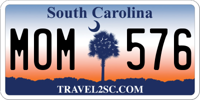 SC license plate MOM576