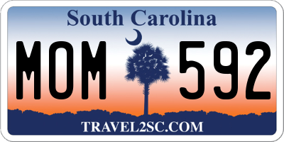 SC license plate MOM592