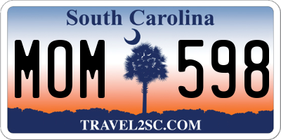 SC license plate MOM598