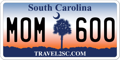 SC license plate MOM600