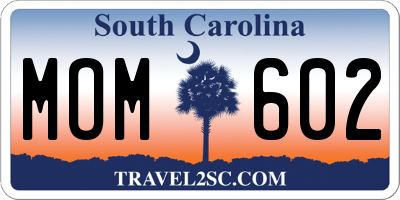 SC license plate MOM602